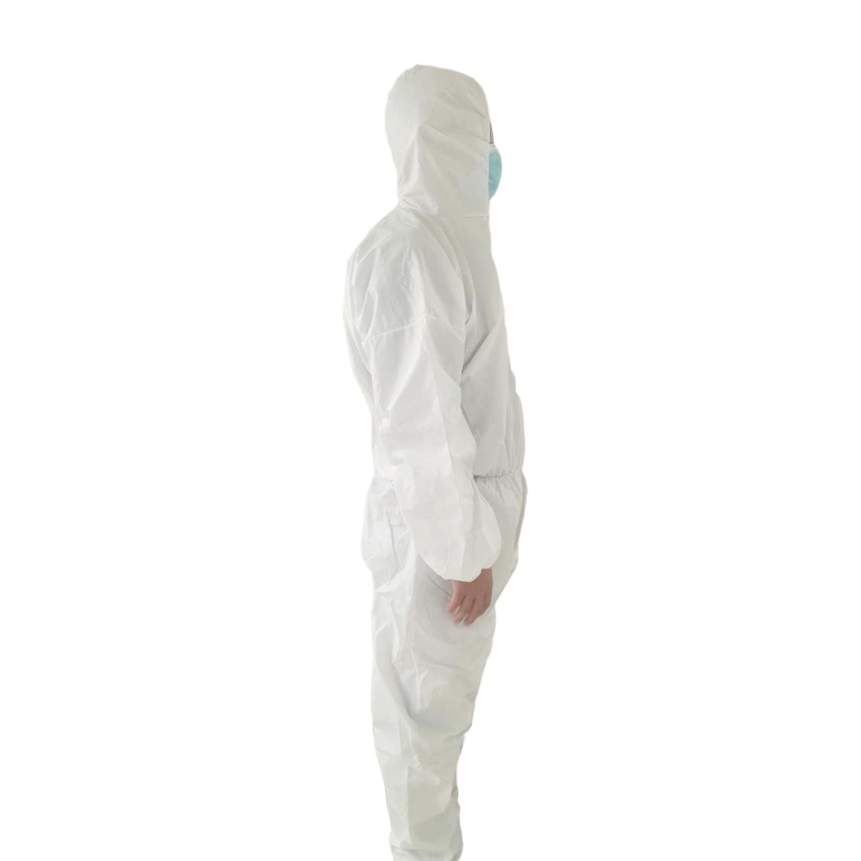 Non-Woven Coverall PPE Isolation Gown Anti-Static Disposable Protection Custom White Cleanroom ESD Suit