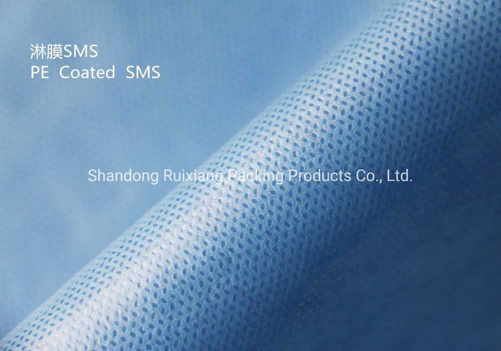 High Quality Waterproof Blue PE Film Coated SMS Non Woven Fabric for Surgical Gown